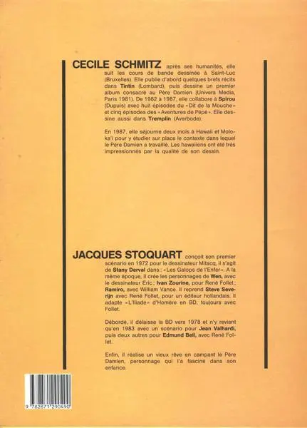 Verso de l'album L'Homme de Moloka'i