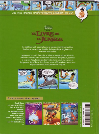 Verso de l'album Les plus grands chefs-d'œuvre Disney en BD Tome 4 Le Livre de la Jungle
