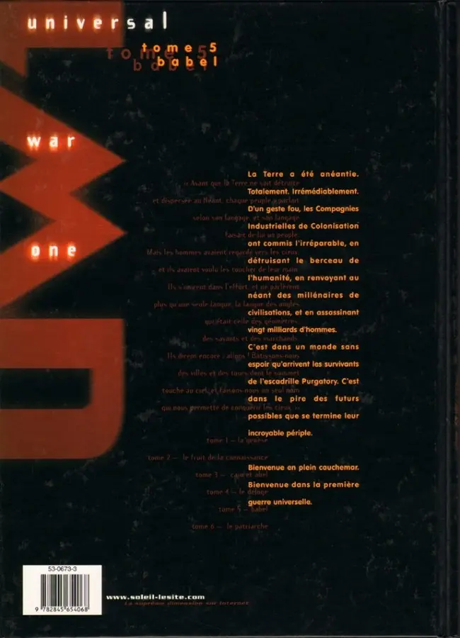Verso de l'album Universal War One Tome 5 Babel