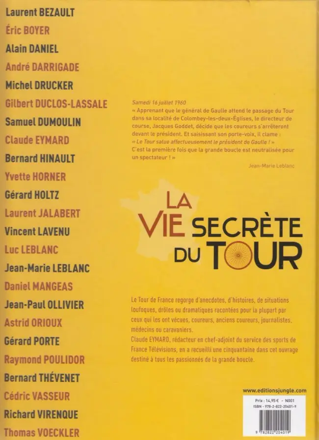 Verso de l'album La Vie secrète du Tour