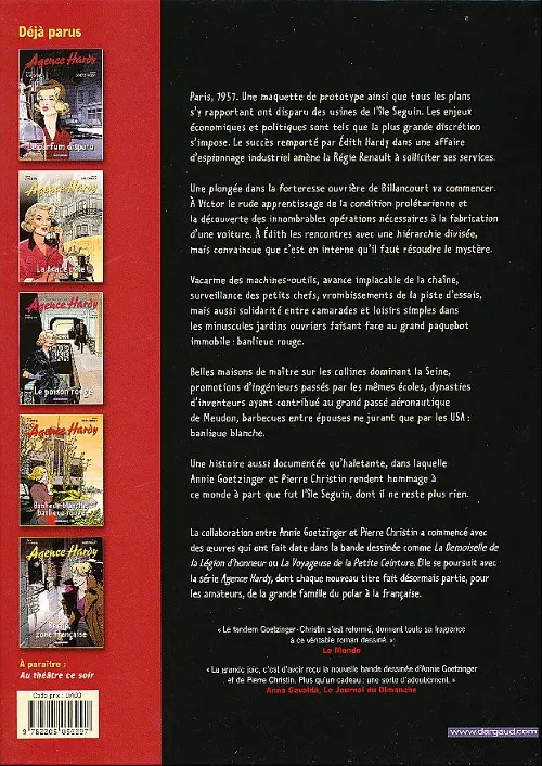Verso de l'album Agence Hardy Tome 4 Banlieue blanche, banlieue rouge