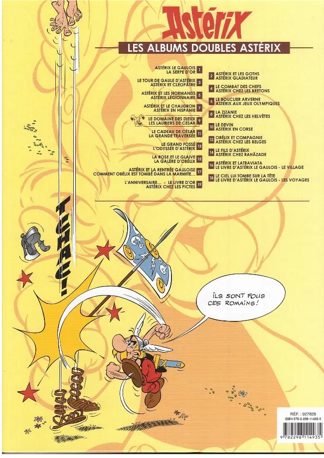 Verso de l'album Astérix Tomes 17 et 18 Le domaine des dieux / Les lauriers de César