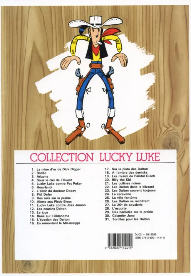 Verso de l'album Lucky Luke Tome 1 La mine d'or de Dick Digger