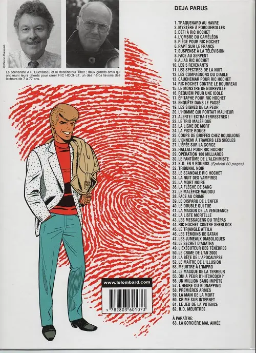 Verso de l'album Ric Hochet Tome 3 Défi à Ric Hochet