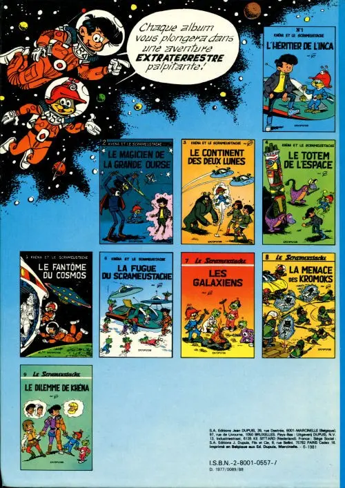 Verso de l'album Le Scrameustache Tome 5 Le fantôme du Cosmos