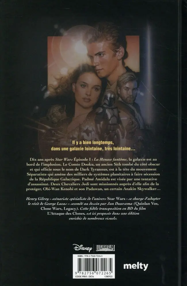 Verso de l'album Star Wars Épisode II L'attaque des clones
