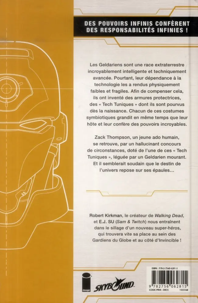 Verso de l'album Tech jacket Tome 1 Un garçon venu de la Terre...