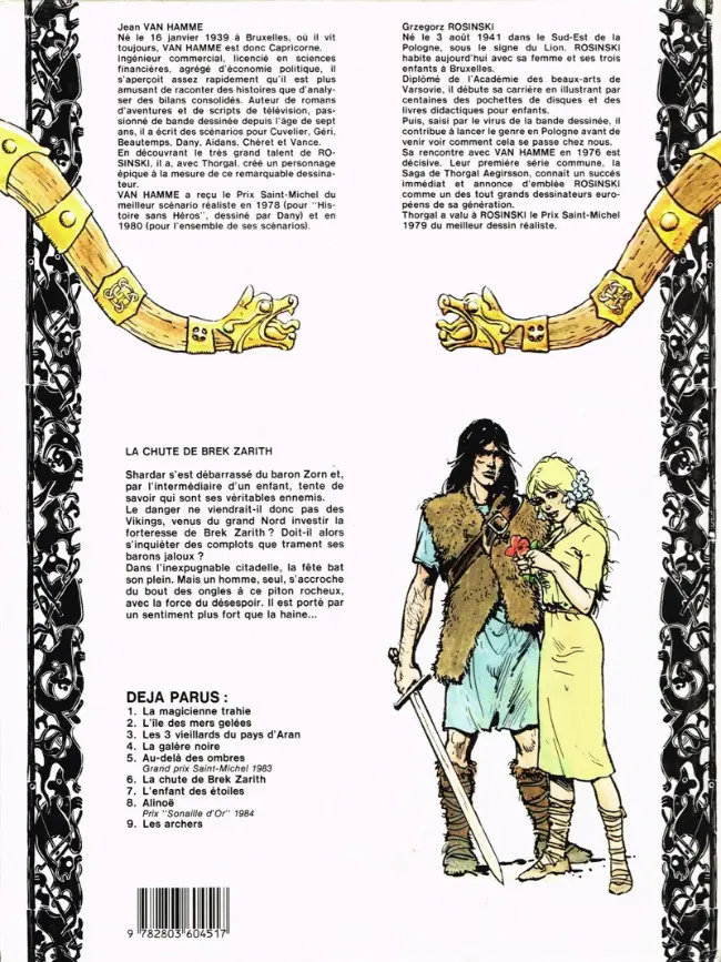 Verso de l'album Thorgal Tome 6 La chute de Brek Zarith