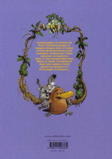 Verso de l'album Toto l'ornithorynque Tome 1 Toto l'ornithorynque et l'arbre magique