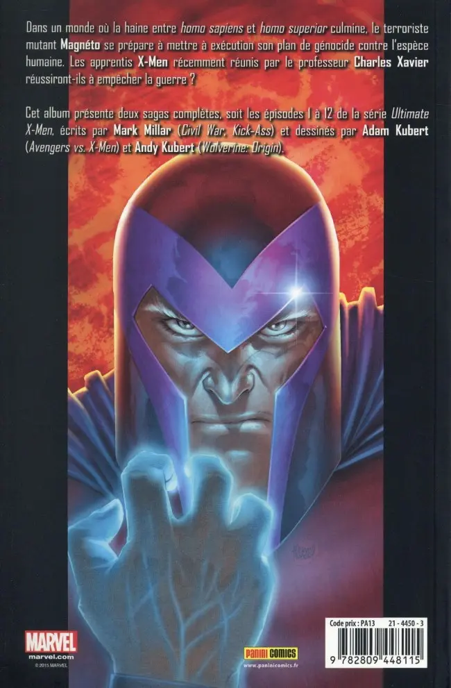 Verso de l'album Ultimate X-Men Tome 1 Retour à l'arme X