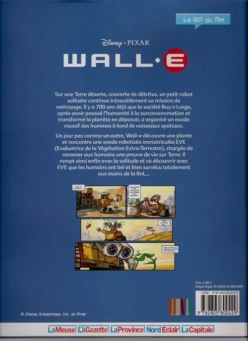 Verso de l'album Disney - La BD du film Tome 16 Wall.e