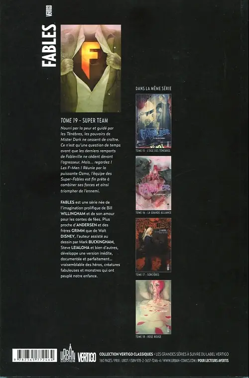 Verso de l'album Fables Tome 19 Super team