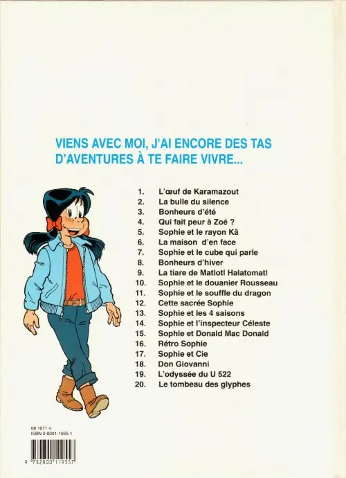 Verso de l'album Sophie Tome 20 Le tombeau des glyphes