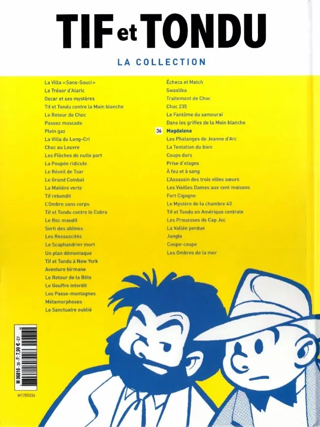 Verso de l'album Tif et Tondu La collection Tome 36 Magdalena