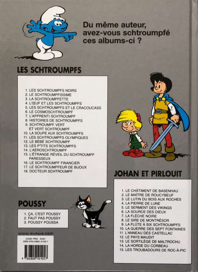 Verso de l'album Johan et Pirlouit Tome 11 L'anneau des Castellac