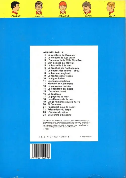 Verso de l'album La Patrouille des Castors Tome 3 L'inconnu de la villa mystère