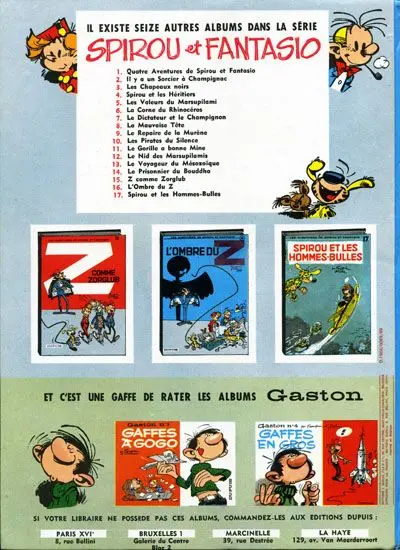 Verso de l'album Spirou et Fantasio Tome 14 Le prisonnier du Bouddha