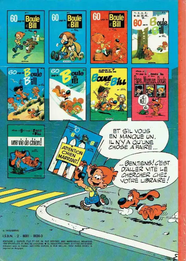 Verso de l'album Boule & Bill Tome 1 60 gags de Boule et Bill n° 1