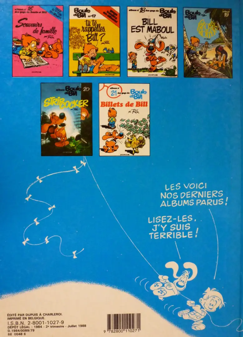 Verso de l'album Boule & Bill Tome 20 Strip cocker