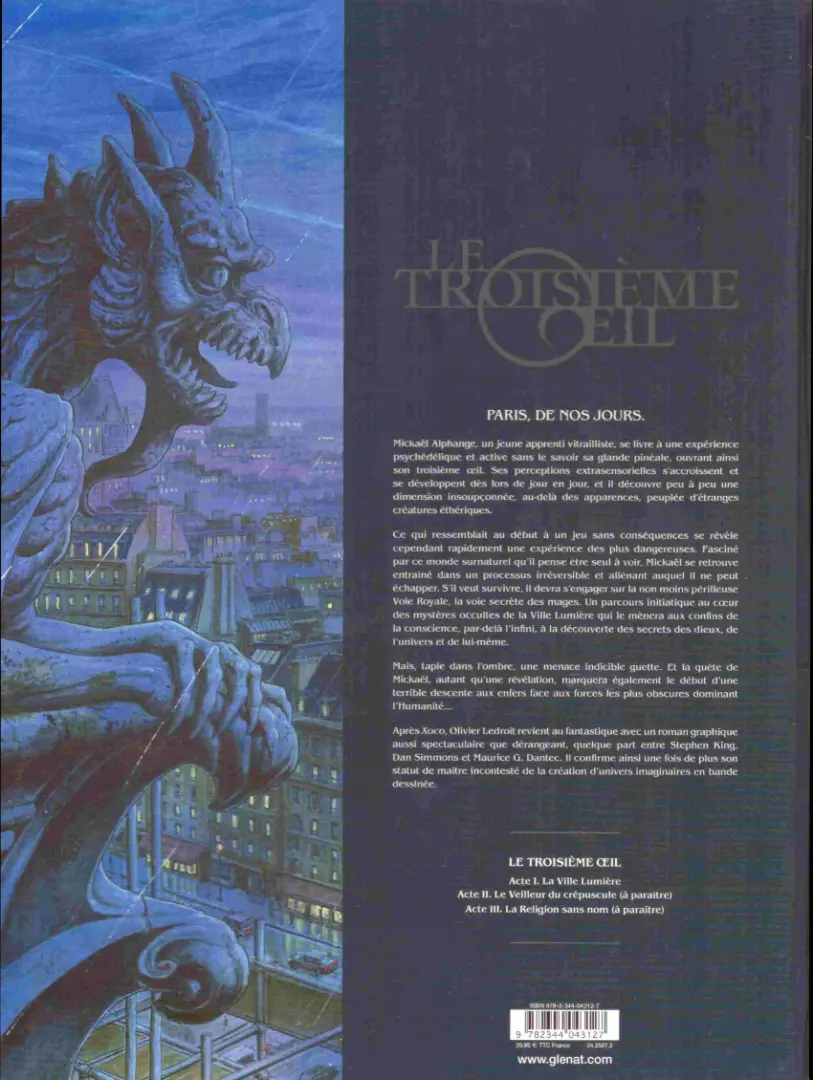 Verso de l'album Le troisième Œil Acte 1 La ville lumière