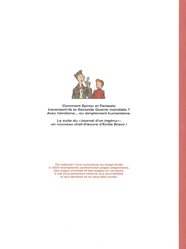 Verso de l'album Spirou et Fantasio - Une aventure de... / Le Spirou de... Tome 13 L'Espoir malgré tout - Première partie - Un mauvais départ