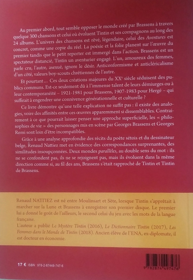 Verso de l'album Brassens et Tintin Deux mondes parallèles