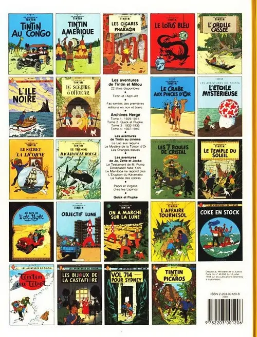 Verso de l'album Tintin Tome 21 Les bijoux de la Castafiore