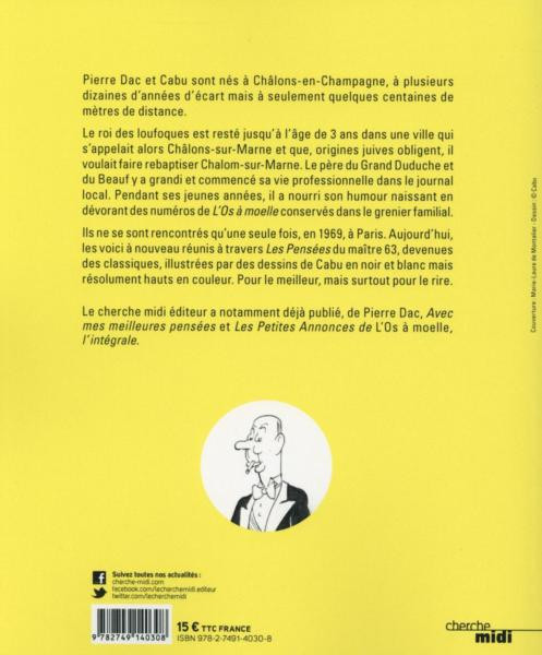 Verso de l'album Les Pensées de Pierre Dac illustrées par Cabu
