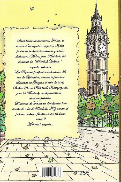 Verso de l'album Tintin à Baker Street