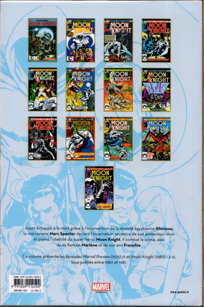Verso de l'album Moon Knight - L'Intégrale Tome 2 1980-1981