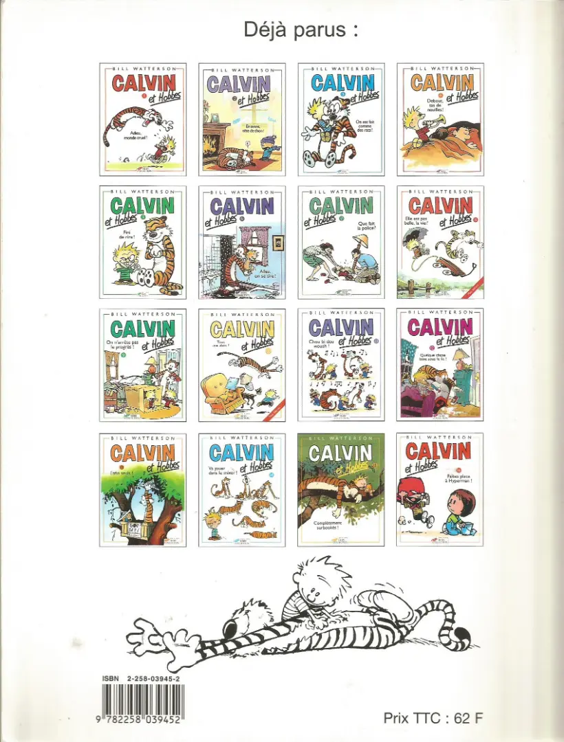 Verso de l'album Calvin et Hobbes Tome 12 Quelque chose bave sous le lit !