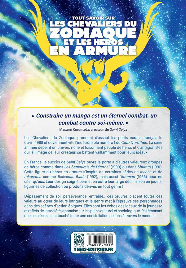 Verso de l'album Tout savoir sur les Chevaliers du zodiaque et les héros en armure