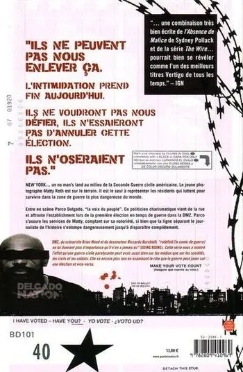 Verso de l'album DMZ Tome 6 Un jeu sanglant