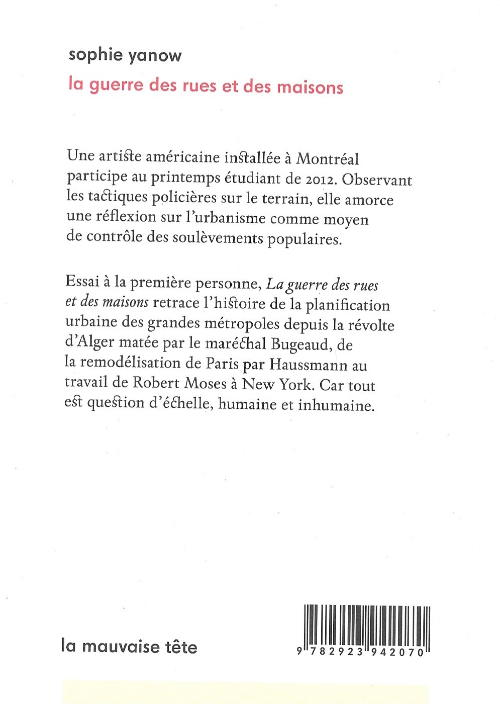 Verso de l'album La Guerre des rues et des maisons