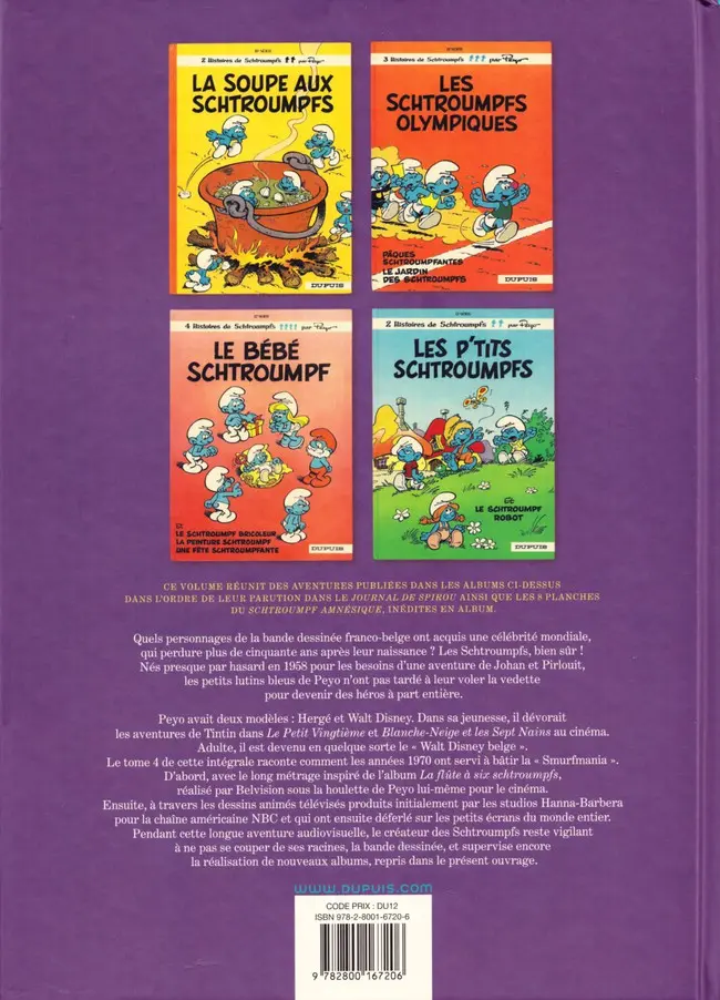 Verso de l'album Les Schtroumpfs L'Intégrale 4 1975 - 1988