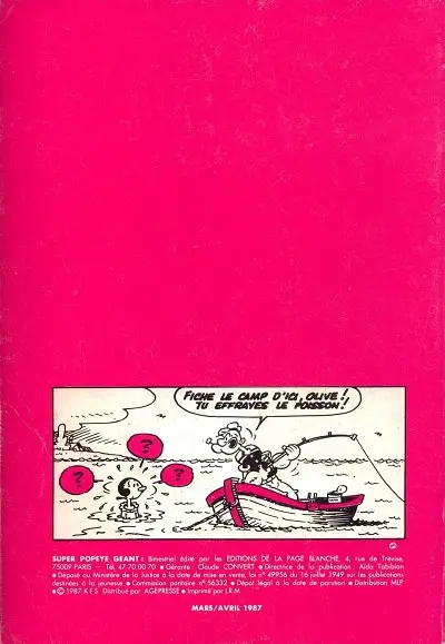 Verso de l'album Super Popeye Géant N° 3