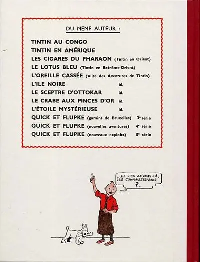 Verso de l'album Tintin Tome 10 L'étoile mystérieuse