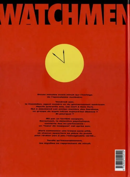 Verso de l'album Watchmen (Les Gardiens)