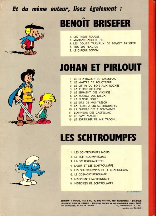 Verso de l'album Benoît Brisefer Tome 4 Tonton Placide