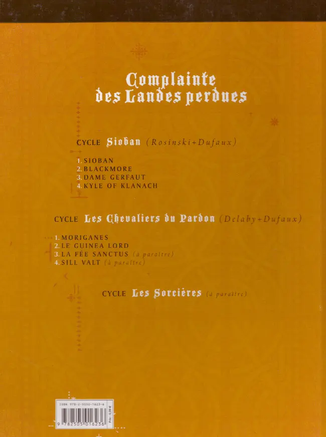 Verso de l'album Complainte des Landes perdues Les Chevaliers du Pardon Tome 1 Moriganes