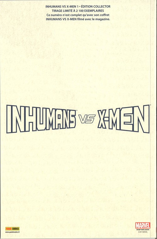 Verso de l'album Inhumans vs X-Men Chapitre 1