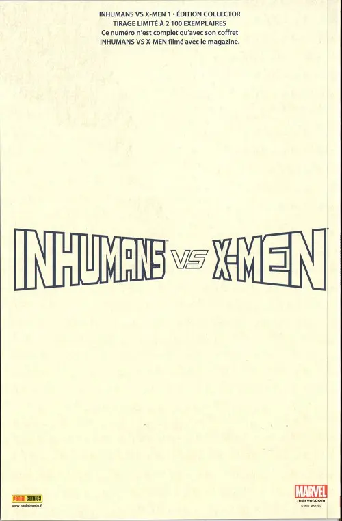 Verso de l'album Inhumans vs X-Men Chapitre 1