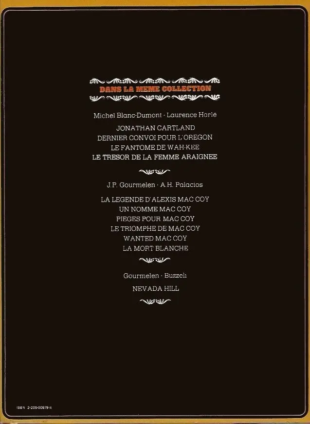 Verso de l'album Jonathan Cartland Tome 1