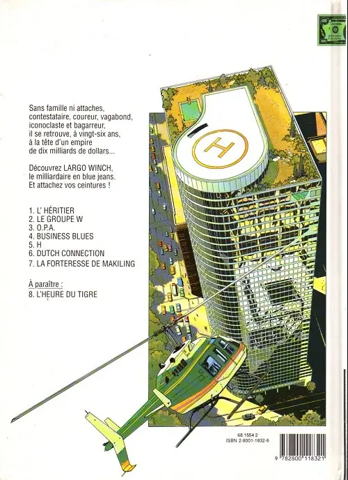 Verso de l'album Largo Winch Tome 2 Le groupe W