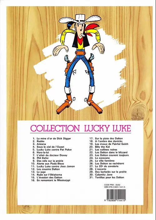 Verso de l'album Lucky Luke Tome 1 La mine d'or de Dick Digger