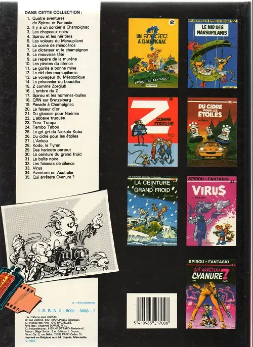 Verso de l'album Spirou et Fantasio Tome 6 La corne de rhinocéros