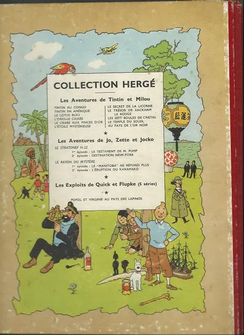 Verso de l'album Tintin Tome 10 L'étoile mystérieuse