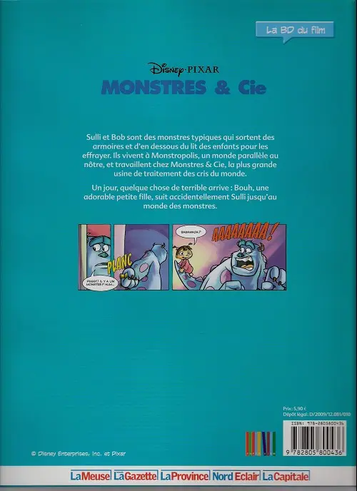Verso de l'album Disney - La BD du film Tome 17 Monstres & Cie