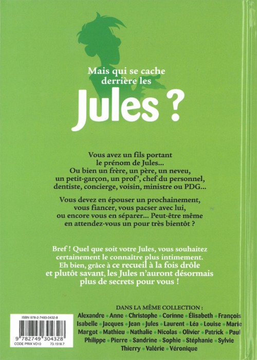 Verso de l'album L'Encyclopédie des prénoms en BD Tome 28 Jules