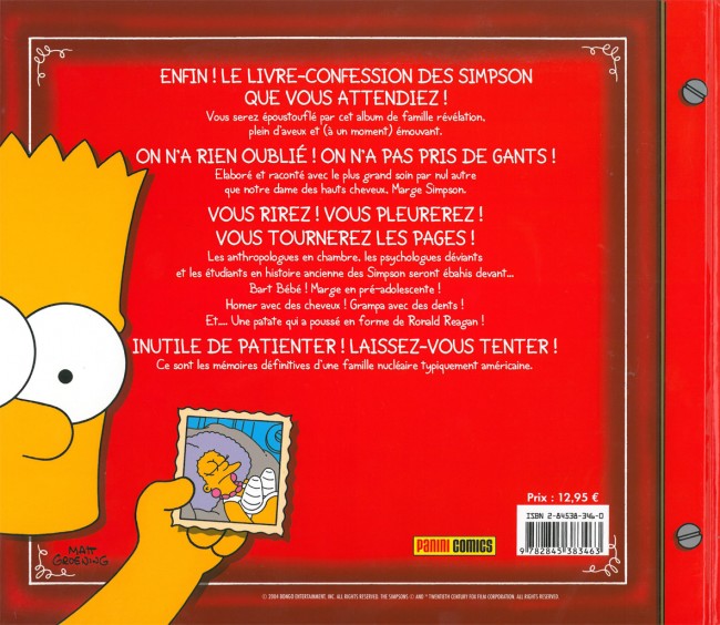 Verso de l'album Les Simpson L'Album de famille non-censuré